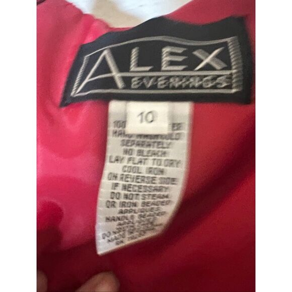 Alex Evenings Red One Shoulder Jewled Ruched Long Gown 10 - Picture 7 of 7